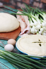 Homemade pie with eggs
