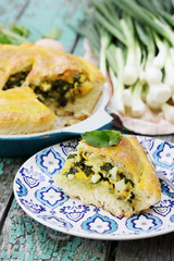 Homemade pie with eggs