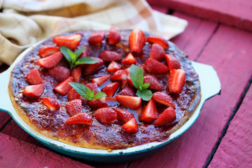 cake with strawberry jam