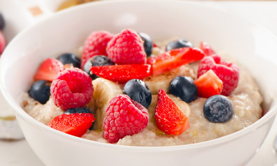 Oatmeal with Berries for  Healthy Breakfast.