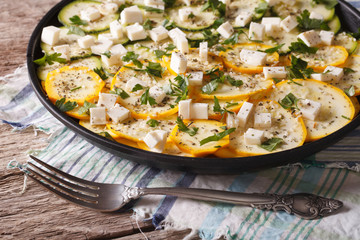 carpaccio of zucchini with cheese and sesame, horizontal
