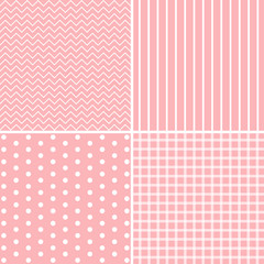 Vector set of 4 background patterns in pale pink.