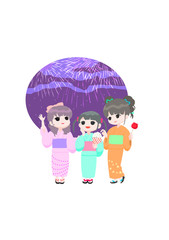 花火を見る女の子たち