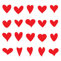 Collection of red vector hearts for your design