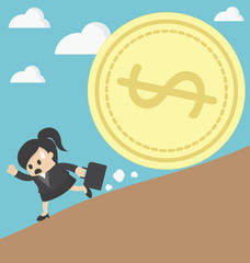 business woman run money trap