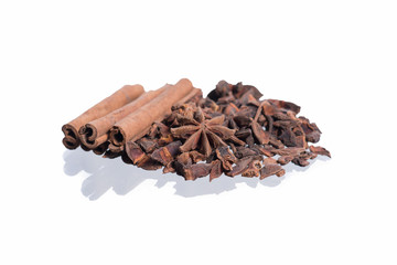 Spices and herbs isolated on white background.