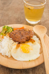 Rice with hamburg steak and fried egg