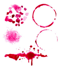 vectorized watercolor wine splashes and blots set