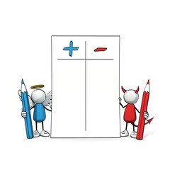 little sketchy men  - angle and devil with pro and con list