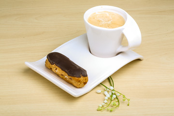 Coffee with profiterole