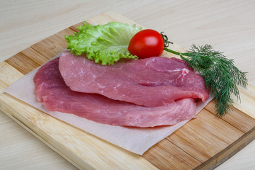 Raw pork schnitzel