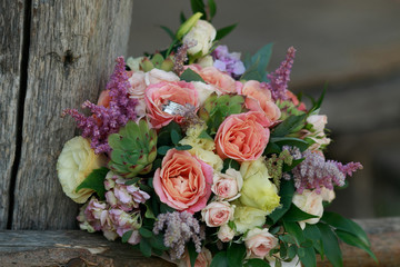 wedding bouquet and wedding rings