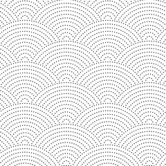 Seamless vintage wavy background. The black dots on a white background. Vector illustration. Elegant and stylish pattern.
