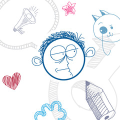 Vector graphic colorful drawing of personality face, male. Socia