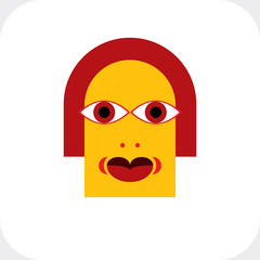 Flat design drawing of a person face, art picture made in cubism