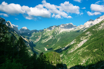 View from the top of Vrsic into the Trenta valley
