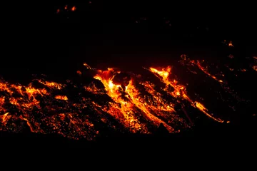 Papier Peint photo Volcan Lava flow. Etna eruption in May 2015