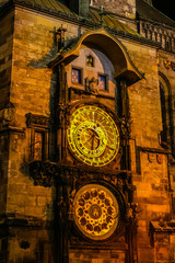Night view on Astronomical Clock in the Old Town of Prague