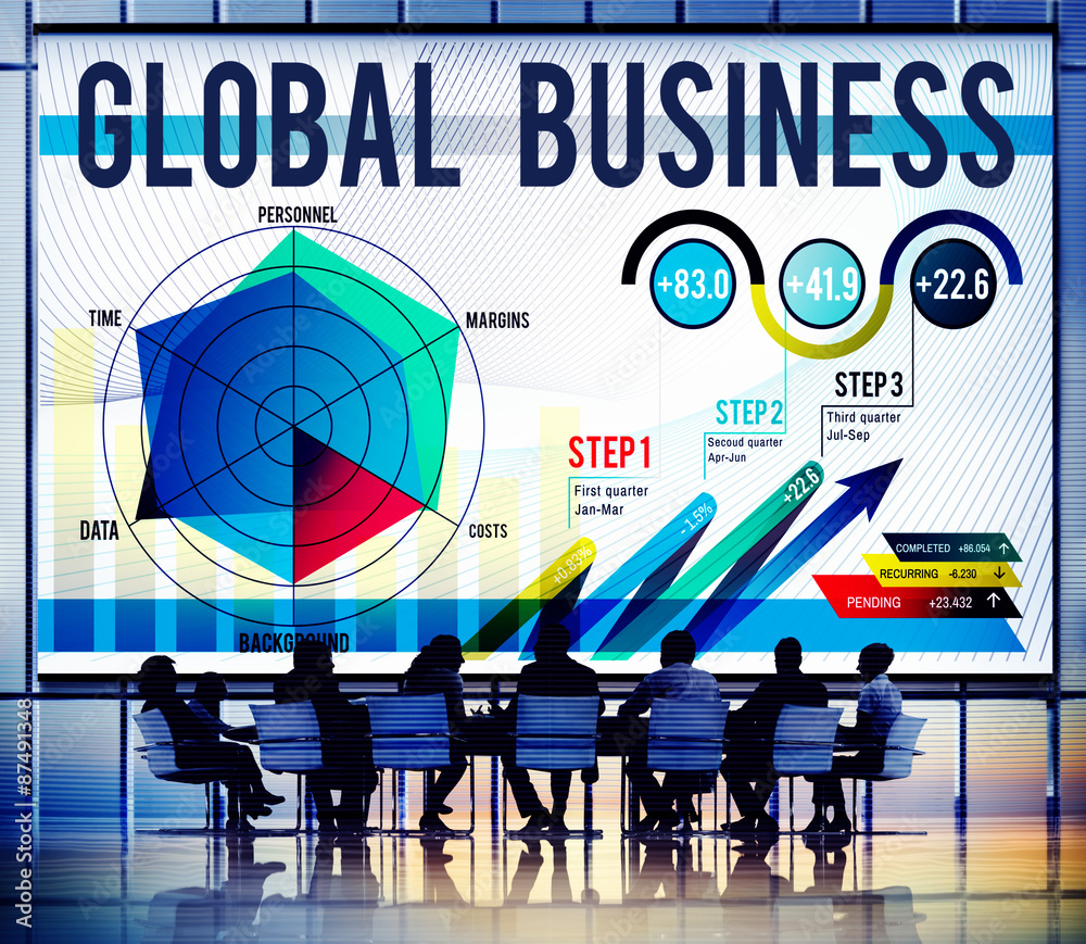 Sticker Global Business Strategy Startup Growth Concept