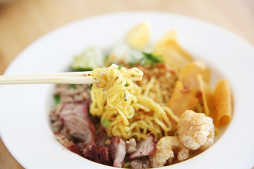 Thai food Tom yum noodle in Thai style