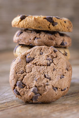 american cookies stacked on wood