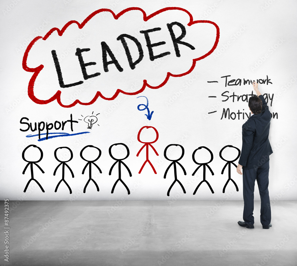 Wall mural Leader Support Teamwork Strategy Motivation Concept