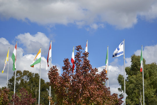 International flags Camberra Australia