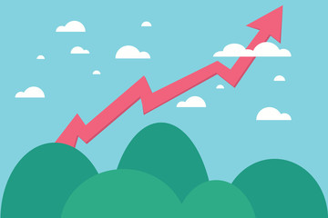 Growing chart,vector,illustration.