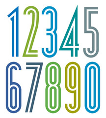 Poster geometric bright simple striped numbers with double lines