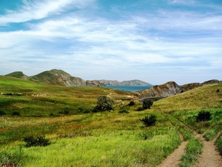 Fototapeta na wymiar Roads and trails in the hills, Crimea, Russia