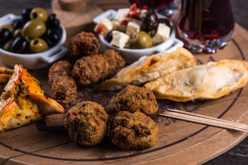 Mediterranean style snack selection