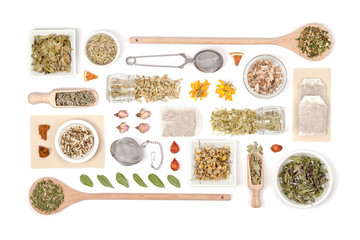 herbal tea on white background  