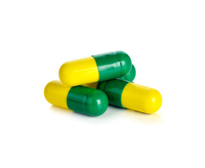 pills capsules on white background