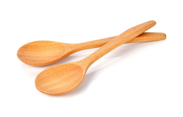 Wooden spoon isolated on white background.