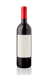 Red wine bottle isolated on white