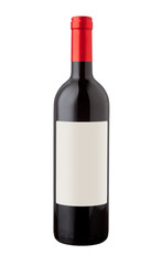 Red wine bottle isolated on white