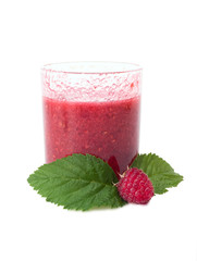 the raspberry juice in a glass