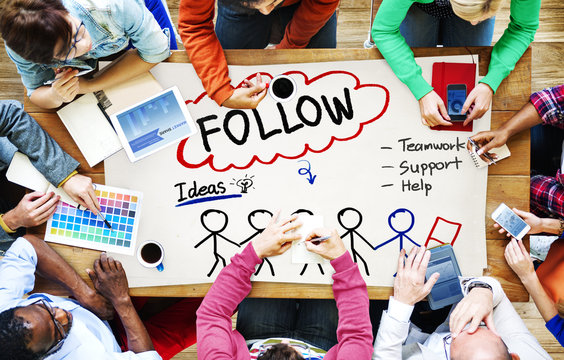 Follow Support Ideas Teamwork Social Media Concept