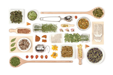 herbal tea on white background  