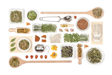 herbal tea on white background  