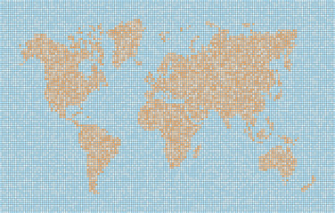 Map of planet Earth with continents and oceans. Vector of dots i