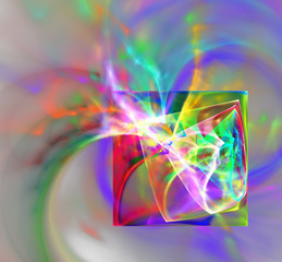 Abstract fractal design. Neon Squares.
