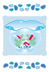 金魚鉢の涼しげなグリーティングカード