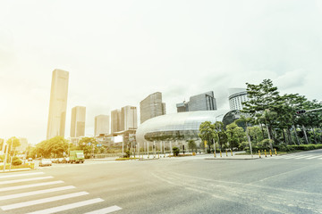 Fototapeta premium Modern skyline and urban street