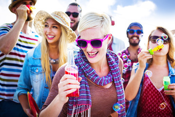 Dancing Beach Summer Happiness Joyful Concept