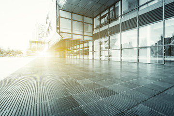 modern building glass wall and empty path