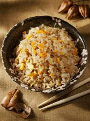 Fried Rice with Vegetables and fried eggs - Chinese, Japanese Cuisine