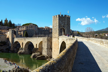 Fototapeta na wymiar Old bridge and Fortress. Besalu, Spain