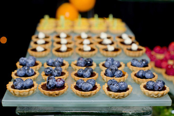Blueberry tart on buffet line