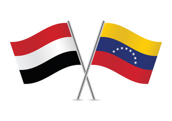 Venezuela and Yemen flags. Vector illustration.